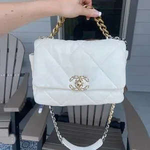 【ヴィンテージ】Rank:S☆Chanel WHITE C19 Small Flap バック 2023 CHANEL 19 Quilted White Lambskin Flap Bag | eBay